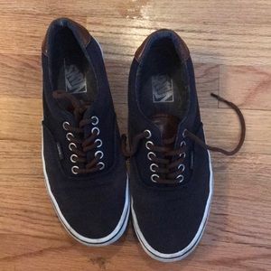 Navy Vans with leather details